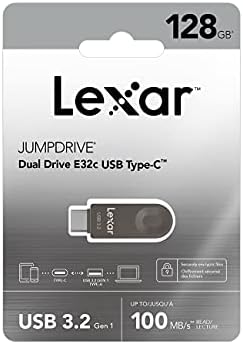Lexar E32 C 128 GB USB Flash Drive – Versatile Type-C & USB-A Dual Drive for Lightning-Fast Data Transfer, 100 MB/s Read Speed, Swivel Design Thumb Drive for Android Smartphones, Laptops, and PCs – Ultimate Portable Storage Solution
