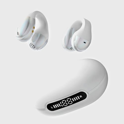 Revolutionize Your Listening with Waterproof Open Ear Clip Bluetooth Earbuds – 36-Hour Extended Playtime, Enhanced Noise-Cancelling Microphone for Clear Calls, Ideal for Music and Podcasts – Ergonomically Designed for Ultimate Comfort and Universal Device Compatibility