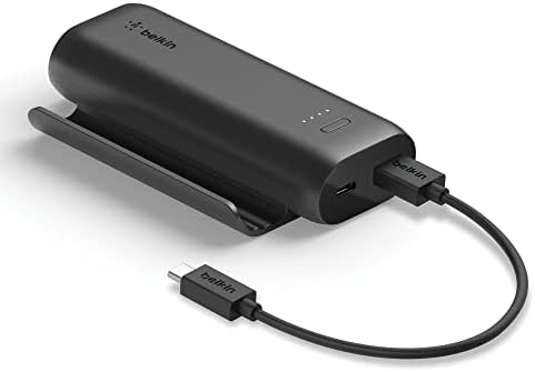Belkin Play Series 5 K Portable Power Bank with Integrated Smartphone Stand – Dual USB Charger for Gaming and Video Streaming on the Go – Lightweight and Fast Charging Battery Pack for Universal Device Compatibility