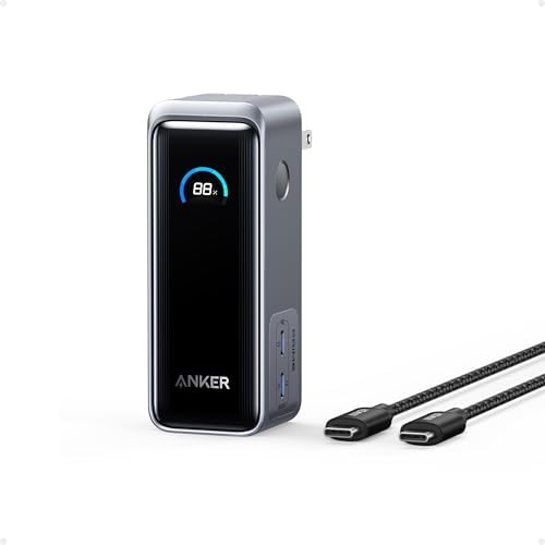Anker Prime 9,600 m Ah Power Bank – Ultimate Fast Charging Solution with 65 W Output & Built-in AC Plug for Seamless Device Compatibility – Ideal for Mac Book Pro, i Phone 15, Galaxy & i Pad – Compact, Reliable, and Efficient Power Delivery with PD 3.0 and PPS Technology for Maximum Performance on the Go