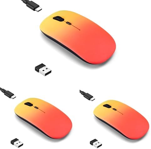 Seamless Productivity with 3 Pack Rosy Glow Red Wireless Bluetooth Mouse – Rechargeable, Silent, and Slim Dual Mode Mice for Laptop, Desktop, i Pad, and Mac – Perfect for On-the-Go Professionals and Students