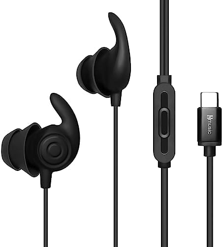 Hmusic USB-C Sleep Earbuds – Ultra-Comfortable Noise Isolation Earphones for Side Sleepers, Meditation, and Air Travel – Lightweight Silicone Design with Integrated Mic for Insomnia Relief and Ultimate Relaxation – Ideal for Enhanced Serenity and Peaceful Rest