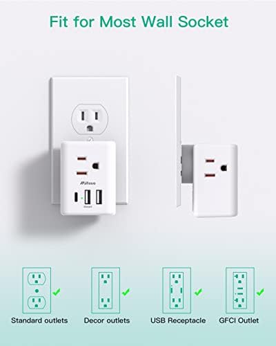 Dual USB Wall Charger & Multi-Plug Outlet Extender – 2 Pack Travel Power Strip for Easy Charging on Cruises & Hotels, ETL Listed, Compact & Lightweight Design for Ultimate Portability