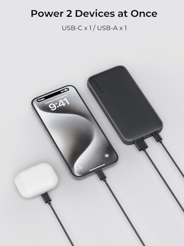 Dual Pack Ultra-Slim 10,000 m Ah USB C Power Bank – 15 W Fast Charging External Battery for i Phone 16/15/14/13, Galaxy S25/24, Pixel, and More – Lightweight, Durable, and Highly Compatible Portable Charger for On-the-Go Power