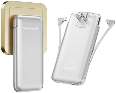 Dual 10000 m Ah Portable Power Bank Set with Built-In Cables and Fast Charging – Travel-Ready USB-C Charger for i Phone & Android Devices in Sleek White & Purple Design – Ultimate Compatibility for On-the-Go Power Solutions