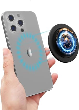 Elevate Your Smartphone Experience with Fate Gear’s Adjustable Magnetic Phone Grip – A Stylish Black Wireless Charging Holder with Mag Safe Compatibility and Adapter Ring for Non-Mag Safe Devices, Ergonomically Designed for Comfortable One-Handed Use and Enhanced Durability
