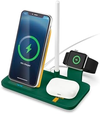 SOAR NCAA 4-in-1 Wireless Charging Docking Station: Rapid Charge Solution for i Phone, Apple Watch, Air Pods & Apple Pencil – Official NCAA Design for Ultimate Fan Experience and Device Compatibility
