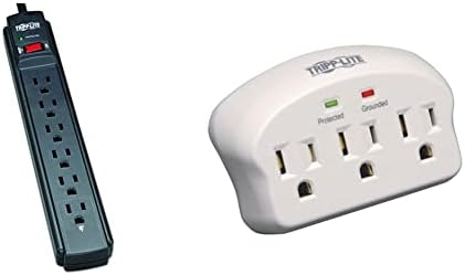 Tripp Lite 6-Outlet Surge Protector Power Strip with 6 ft Cord – Ultimate Protection for Electronics, Right-Angle Plug Design, Tel/Fax/Modem Safety, K Insurance Coverage, EMI/RFI Filtering for Enhanced Performance and Reliability Tripp Lite 6-Outlet Surge Protector Power Strip with 6 ft Cord – Ultimate Protection for Electronics, Right-Angle Plug Design, Tel/Fax/Modem Safety, K Insurance Coverage, EMI/RFI Filtering for Enhanced Performance and Reliability