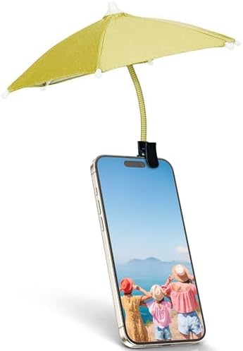 Smartphone Sunshade – Clip-On UV Protection Umbrella for Phones, Universal Fit Outdoor Accessory, Lightweight & Portable Sun Shield in Bright Yellow – Enhance Comfort & Visibility on Sunny Days