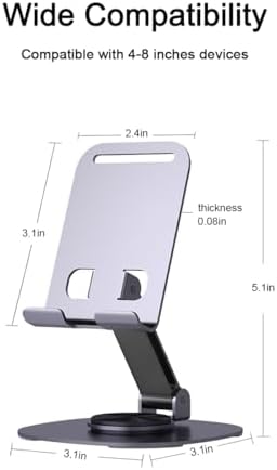 Versatile Purple Dual Folding Cell Phone Stand – Fully Adjustable, Thick Case Friendly Desktop Holder for All Smartphone Models – Compact and Portable Cradle Dock for Enhanced Productivity and Comfort