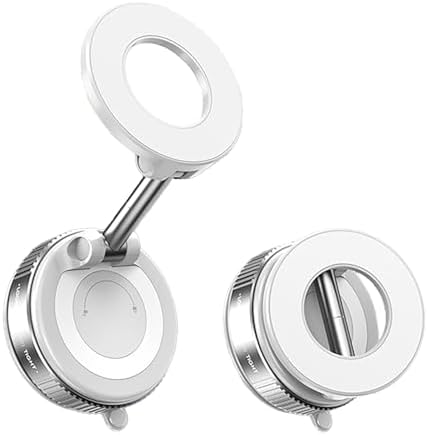 720°Rotatable Vacuum Magnetic Phone Stand, Vacuum Magnetic Phone Holder Foldable&Adjustable, Suction Cup Phone Mount for Car/Gym/Mirror/Shower/Smooth Surface, Compatible iPhone 16 15 14 13 12 &Android – Enhanced Compatibility and Speed