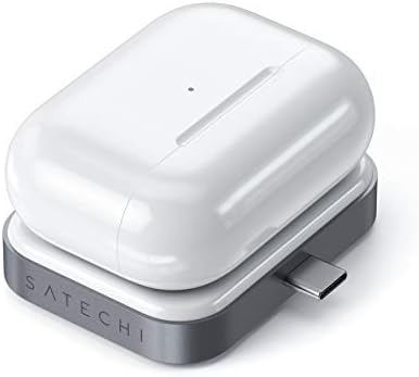 Satechi USB-C Wireless Charging Dock for Air Pods Pro & 3/2/1 – Fast, Sleek Charging Station Enhancing Your Workspace – Durable & Lightweight Design for Home, Office, and Travel Use – Effortlessly Power Your Earbuds with Style and Ease