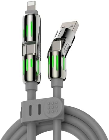 4-in-1 Universal Multi USB Charging Cable – 240W Max Fast Charger Cord with Multiple Connectors for iPhone 16/15/14/13, iPad, Samsung, MacBook, Tablets & More (Black, 6.6Ft) – Enhanced Compatibility and Speed