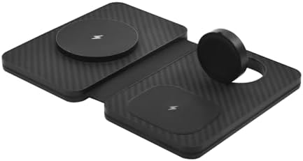 All-in-One Carbon Fiber Charging Station for Apple Devices – Fast Mag Safe Wireless Charger, Foldable Travel Solution for i Phone 16-12 Series, Air Pods & Apple Watch – Ultimate Portability & Efficiency