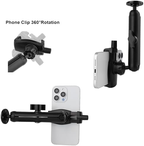 Premium 360° Adjustable Wall Mount Phone Holder – Sturdy Aluminium Alloy Design for Secure Vehicle and Workspace Use – Universal Compatibility for 3.5″ to 7.5″ Smartphones Including i Phone, Nexus, HTC, LG, and Huawei – Enhanced Stability with Durable Drilling Base for Safe Hands-Free Navigation and Optimal Viewing Angles