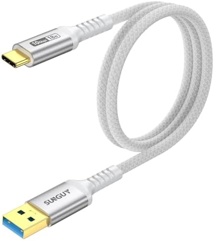 SUNGUY USB C Android Auto Cable 1FT[5Pack], 10Gbps USB C 3.1 Gen2 USB A to USB C Data Transfer Cable, 3A Fast Charging USB Type C Cord for iPhone 16 15 Pro/Pro Max/Plus, Samsung Galaxy S24, Pixel – Enhanced Compatibility and Speed