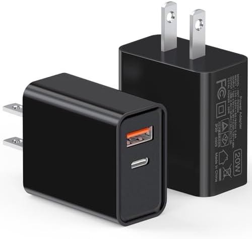 LCGENS 20 W Dual Port USB C Wall Charger Block – 2-Pack Fast Charging Power Adapter for i Phone 11/12/13/14/15/16 Pro Max, i Pad Pro, Samsung Galaxy – Portable and Efficient Charging Solution for Multiple Devices