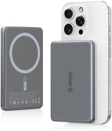 Ultra-Slim ORICO Kada Mag Safe 5000 m Ah Wireless Power Bank – Fast 20 W PD Charging with Type-C Cable – Essential Portable Charger for i Phone 12/13/14/15/16 Pro/Pro Max/Plus/Mini – Lightweight, Durable, and Magnetic Design for Effortless On-the-Go Power Solutions