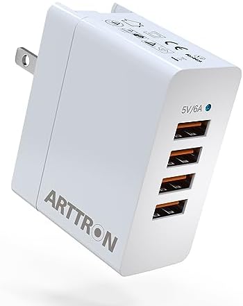 Arttron 40 W 6-Port Foldable USB Wall Charger – Ultimate Fast Charging Adapter for i Phones, i Pads, Tablets & Smartphones – Compact, Multi-Device Power Solution with Safety Features for Home and Office Efficiency