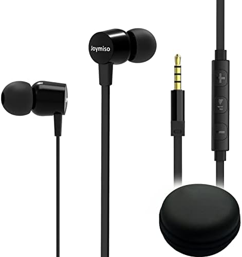 Joymiso Kids and Small Ears Tangle-Free Earbuds – Comfortable Lightweight In-Ear Headphones with Microphone and Volume Control, Perfect for Gaming and Studying, Includes Durable Case for Easy Storage and Enhanced Compatibility with Cell Phones and Laptops