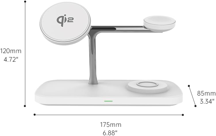 3-in-1 Wireless Charging Station for i Phone 16/15/14/13, Apple Watch & Air Pods – Fast Charging Stand with Adjustable Viewing Angle in Sleek White – Ultimate Convenience for Your Workspace or Nightstand