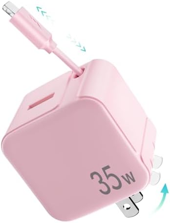 Revolutionary 40 W PD Fast Retractable Wall Charger for i Phone 16 & 15 – Versatile 3-in-1 Charging Hub with Foldable Plug, Dual USB-C Ports, and Tangle-Free Cable for Galaxy S25, Mac, Pixel & More – Unmatched Speed and Universal Compatibility for Effortless Power Management