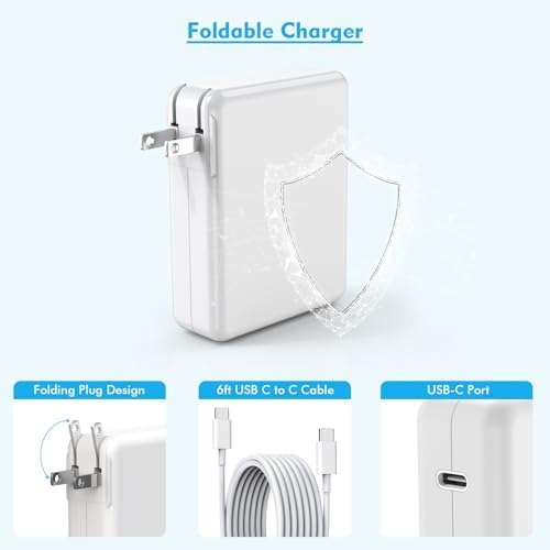 High-Speed 140 W USB-C Charger for Mac Book Pro & All USB-C Devices – 10 ft MFI-Certified Charging Cable – Ultra-Fast Power Adapter for Laptops, Tablets & Smartphones – Reliable, Safe & Efficient Solution with 30,000 Bends Durability – Perfect for Home, Office & Travel Charging Needs – Rapid Charge Your Mac Book Pro 16/15/14/13, Mac Book Air, i Pad Pro M1/M2/M3 & More – Versatile Compatibility Ensuring Optimal Performance Across Devices – Maximize Charging Efficiency with Up to 96% Efficiency Rate – Built-in IC Chip for Comprehensive Safety Protection Against Over-Current, Short-Circuit & Over-Voltage – Experience the Ultimate Charging Convenience Anywhere You Go
