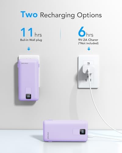 Charmast Ultra-Fast 20000 m Ah Portable Charger with Integrated Cables and Wall Plug – Universal Compatibility for i Phone 16/15/14/13, Samsung, Google, i Pad – Sleek Design, Rapid 20 W USB-C Power Delivery for On-the-Go Charging Solutions