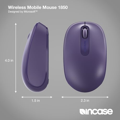 Light Orchid Incase Wireless Mobile Mouse 1850 – Microsoft-Designed, Ambidextrous Comfort, 6-Month Battery for Ultimate Portability, Nano Transceiver for Seamless Connectivity, Compatible with Mac & Windows 8/10/11 – Elevate Your Productivity and Style
