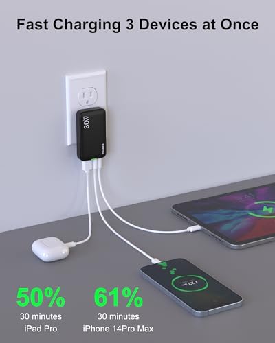 Sleek Light Blue 30 W Dual-Port USB Wall Charger – Ultra-Fast Charging for i Pad Pro, i Phone 12/14/15 & Galaxy S22 – Compact & Travel-Friendly Design with Advanced Safety Features for Effortless Connectivity