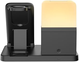 Transform Your Nightstand with the M.A.D LAB Multi-Device Charging Station & Alarm Clock – Wireless Charger for Apple Watch, Air Pods, and Qi-Compatible Smartphones – Sleek Night Lamp & User-Friendly Alarm for Enhanced Sleep Environment – Fast Charging & Elegant Design