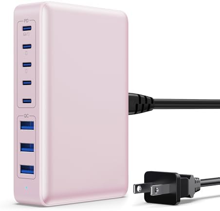 Revolutionary 300 W Ga N IV Technology USB-C Charging Hub – 8-Port Multi-Device Charger for Mac Book Pro/Air, DELL Laptops, i Phone 16/15/14 & Galaxy S25 – Sleek Navy Finish for Enhanced Home & Office Efficiency – Your Premier Solution for Rapid Device Power and Seamless Connectivity
