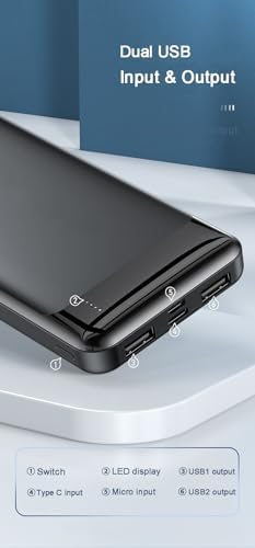 Ultra Slim 10000 m Ah Dual USB Fast Charging Power Bank for Android & i OS Devices – Compact, High-Capacity Portable Charger with Enhanced Compatibility for On-the-Go Power Solutions