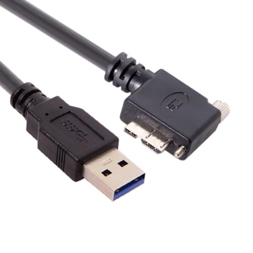 Chenyang 90-Degree Micro USB 3.0 Cable – Type A Male to Micro B Male, 3 M High-Speed Connector for Industrial Cameras & Devices, Enhanced Durability with Mount Panel Screws, Perfect for Tight Spaces and Optimal Cable Management
