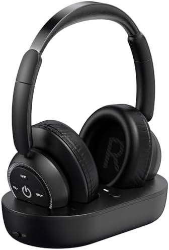 Premium Wireless Headphones for Seamless TV Enjoyment – Advanced Low Latency Technology for Instant Audio Synchronization, Perfect for Seniors and Caregivers, Luxurious Over-Ear Comfort with Convenient Charging Dock, Superior Sound Performance in Stylish Black, Universal Bluetooth Compatibility for Enhanced Entertainment Experience