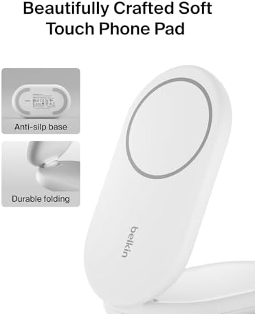 Revolutionize Your Charging Experience with the Belkin 2-in-1 Magnetic Foldable Charger – 15 W Qi2-Certified Wireless Power for Apple i Phone 16 & Samsung Galaxy S25 with Non-Slip Stability – Sleek White Design for Home, Office & Travel – PSU Included for Instant Use and Enhanced Device Compatibility