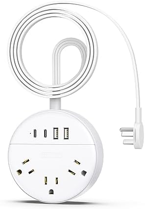 NTONPOWER 10 FT 2 Prong to 3 Prong Power Strip with 4 USB Ports – Wall-Mountable Non-Grounded Outlet Adapter for Enhanced Device Charging and Flexible Placement in Older Homes – 180° Non-Polarized Design for Maximum Convenience and Safety