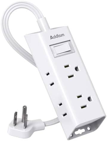 Addtam Ultra Flat Power Strip for Cruise & Travel – 5 ft Extension Cord with 6 Outlets, Compact Design for Dorms & Home Offices – No Surge Protection, Ideal for On-the-Go Charging – Lightweight & Space-Saving Solution