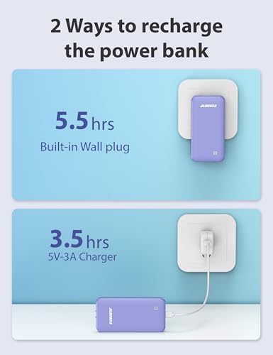 Experience Ultimate Portability with Alongza 10,000 m Ah Fast Charging Power Bank – Sleek Design with Built-In Cables and AC Plug for Effortless Device Charging on the Go – Lightweight, Compact USB C External Battery for Seamless Travel Convenience and Enhanced Compatibility Across All Smartphones and Gadgets