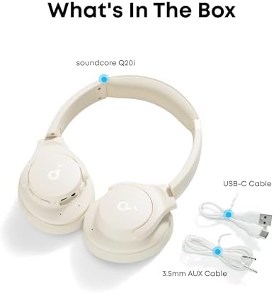 Unleash Your Sound: Anker Q20 i Wireless Over-Ear Headphones with Advanced Noise Cancellation, 40-Hour Battery Life, and Customizable Audio Profiles – Immerse Yourself in Hi-Res Audio with Deep Bass and Transparency Mode for Ultimate Comfort and Clarity