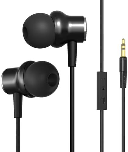 Extended Comfort Wired Earbuds with 6.5-Foot Cord and Integrated Volume Control – Perfect for TV and Laptop Use – Universal Compatibility for Superior Sound Quality in a Stylish Black Design