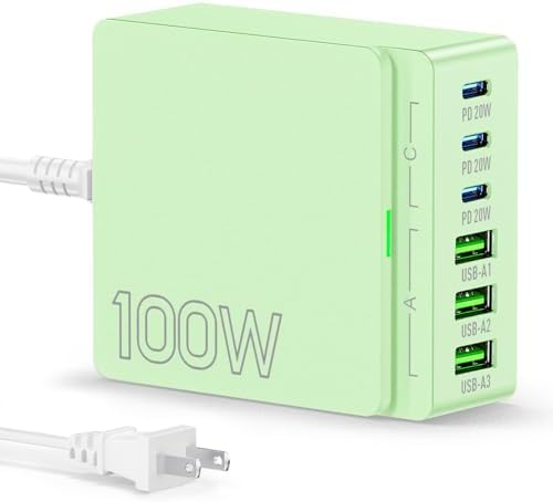 Revolutionize Your Charging Routine with the 100 W Ga N 6-Port USB C & A Power Station – Ultimate Fast Charging Hub for i Phone, i Pad, Samsung, and Android Devices – Compact Cube Design with Smart Power Management for Efficient Multi-Device Charging Solutions
