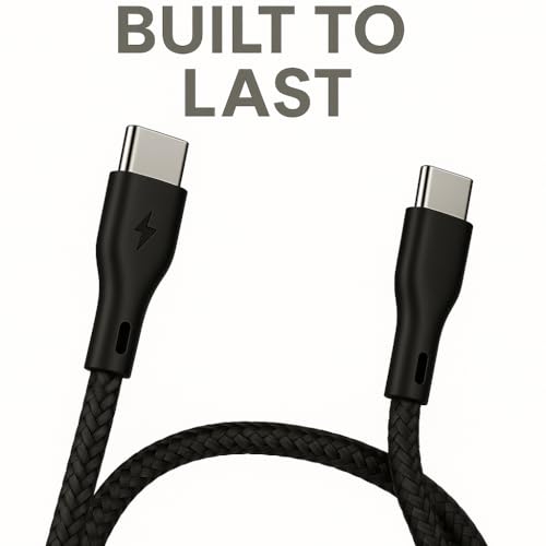 Ultra-Fast 100 W USB C Cable – 3.3 ft Nylon Braided Type C Charger for i Phone 16, Mac Book & Samsung Devices – QC 5.0 Technology for Maximum Efficiency and Durability – Versatile Charging Solution for Modern Gadgets