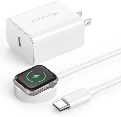 Revolutionize Your Apple Watch Charging: 6.6 ft USB-C Magnetic Charger with 20 W Power Block – Ultra-Fast, Reliable Connection for All Apple Watch Series Models Including Ultra – Stylish White Design for Effortless Convenience and Functionality