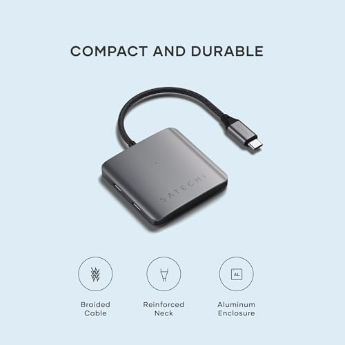 Satechi 4-in-1 USB-C Hub: Ultimate 10 Gbps Data Transfer & 100 W Pass-Through Charging for Mac Book, i Pad, i Phone, Surface, Chromebook – The Perfect On-the-Go Connectivity Solution for Professionals Seeking Efficiency and Style