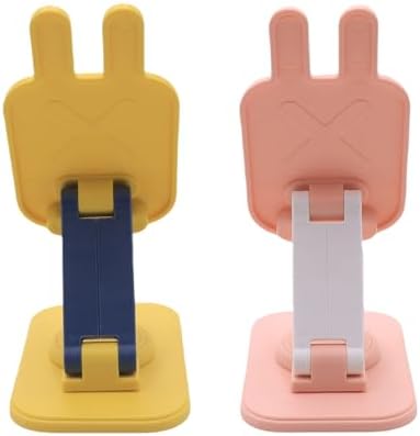 Cute Rabbit 2-Pack Foldable Phone Stand Holder: 360-Degree Adjustable Desk Accessory for All Smartphones – Stylish Functionality and Enhanced Compatibility for Everyday Use