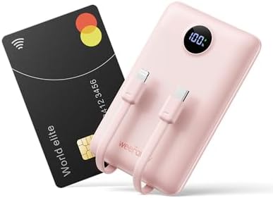 Ultra-Slim 10,000 m Ah Mini Power Bank with Built-in Cables – 22.5 W Fast Charging USB-C Battery Pack for i Phone 16/15/14 and Samsung Galaxy 24/23 – Essential Travel Charger for On-the-Go Power Needs