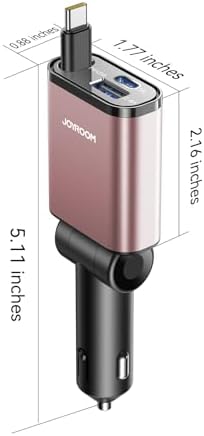 Ultra-Compact 72 W Retractable Car Charger – PD 45 W Fast Charging for i Phone 15/16, Samsung S25/S24 & Pixel – Space-Saving USB C Adapter for Convenient On-the-Go Power Solutions