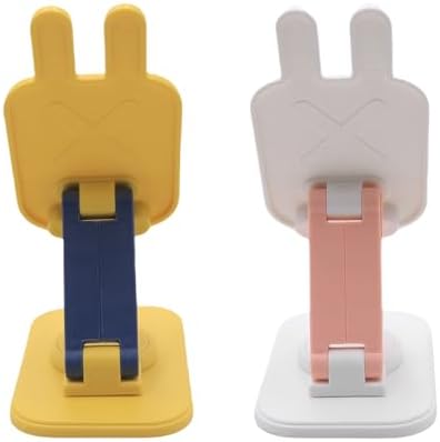 Cute Rabbit 2-Pack Foldable Phone Stand Holder: 360-Degree Adjustable Desk Accessory for All Smartphones – Stylish Functionality and Enhanced Compatibility for Everyday Use