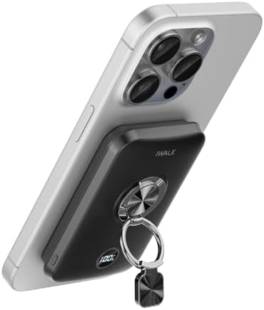 Magnetic Wireless Power Bank for i Phone – i WALK 10,000 m Ah Portable Charger with 15 W Mag Safe Fast Charging & USB-C PD 20 W – Built-in Stand for Hands-Free Use Compatible with i Phone 16/15/14/13/12 & Air Pods – Ultimate Convenience for On-the-Go Charging